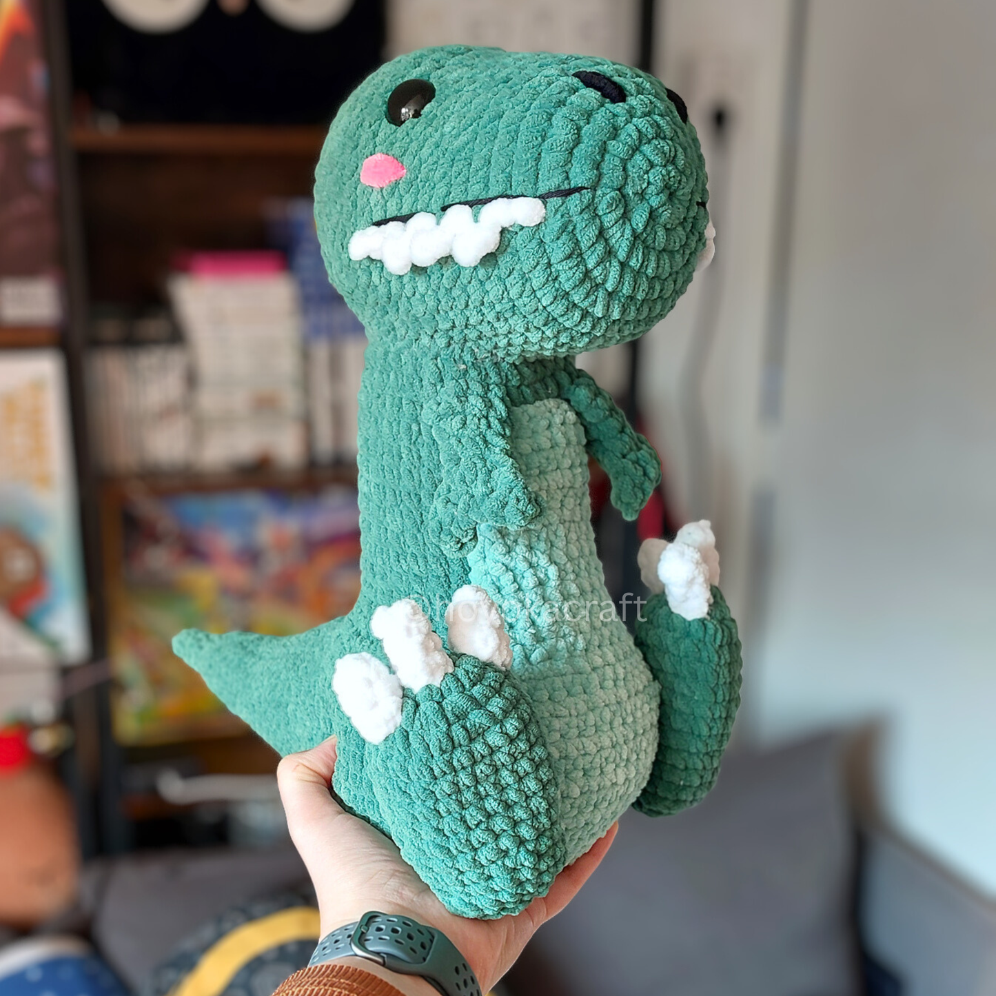 T-Rex Dinosaur Crochet Plush in a Removable Chicken Hat