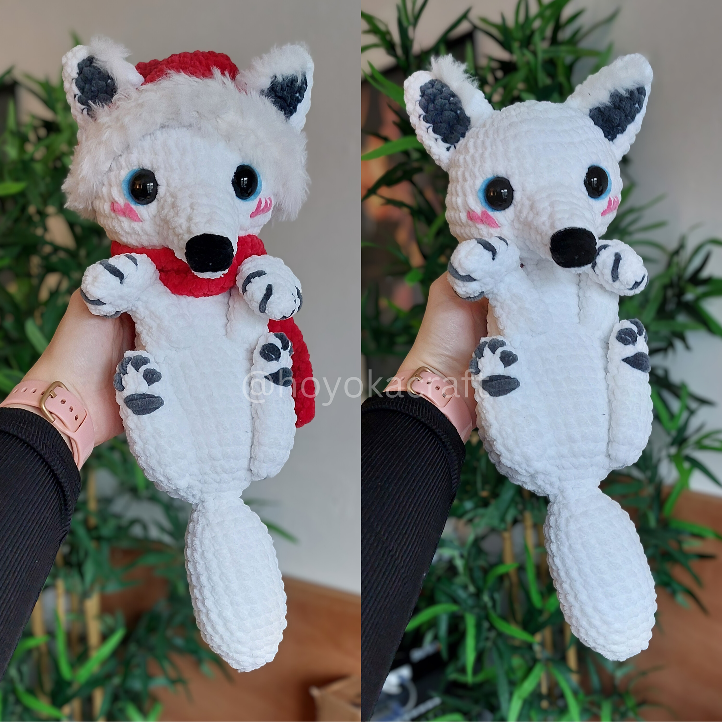 Christmas Arctic Fox crochet plushie