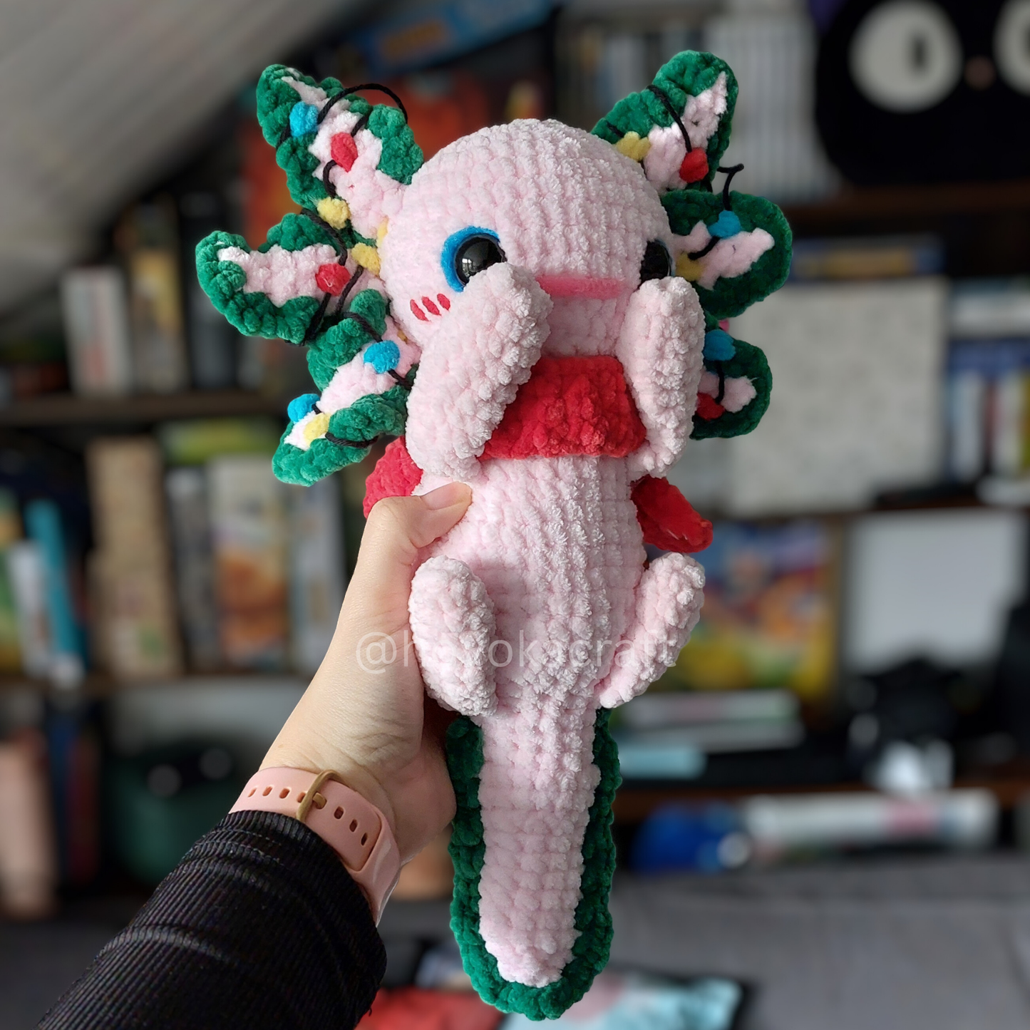 Christmas Axolotl crochet plushie