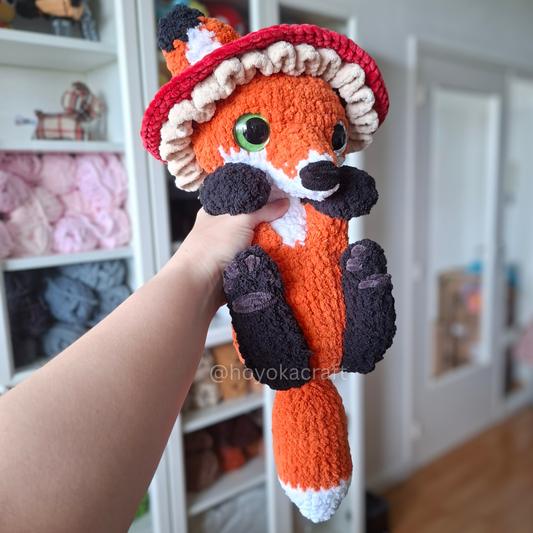 Mushroom Fox Crochet Plush in a Removable Hat