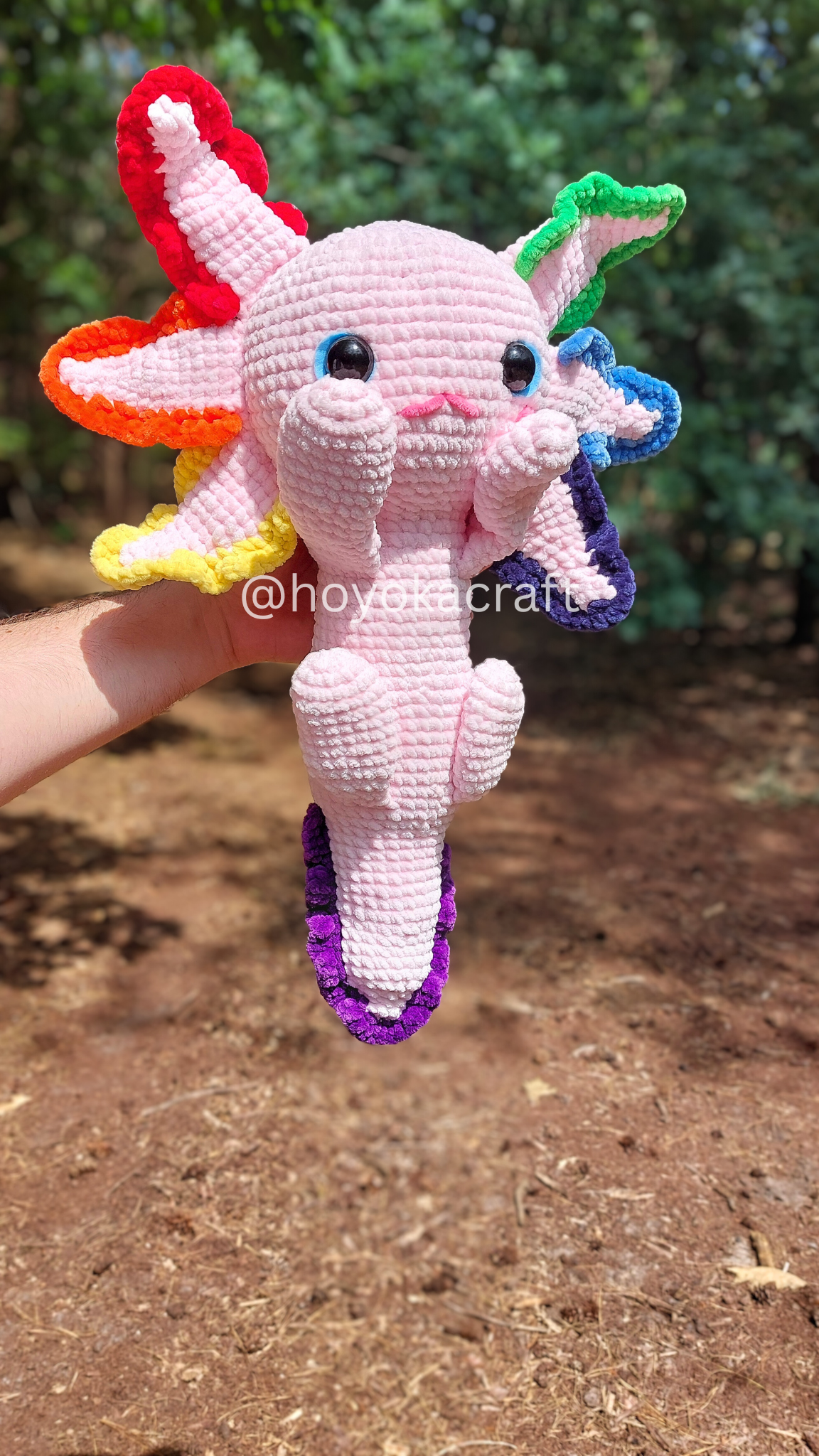 Jumbo Rainbow and Sunflower axolotl 2 in 1 crochet Pattern