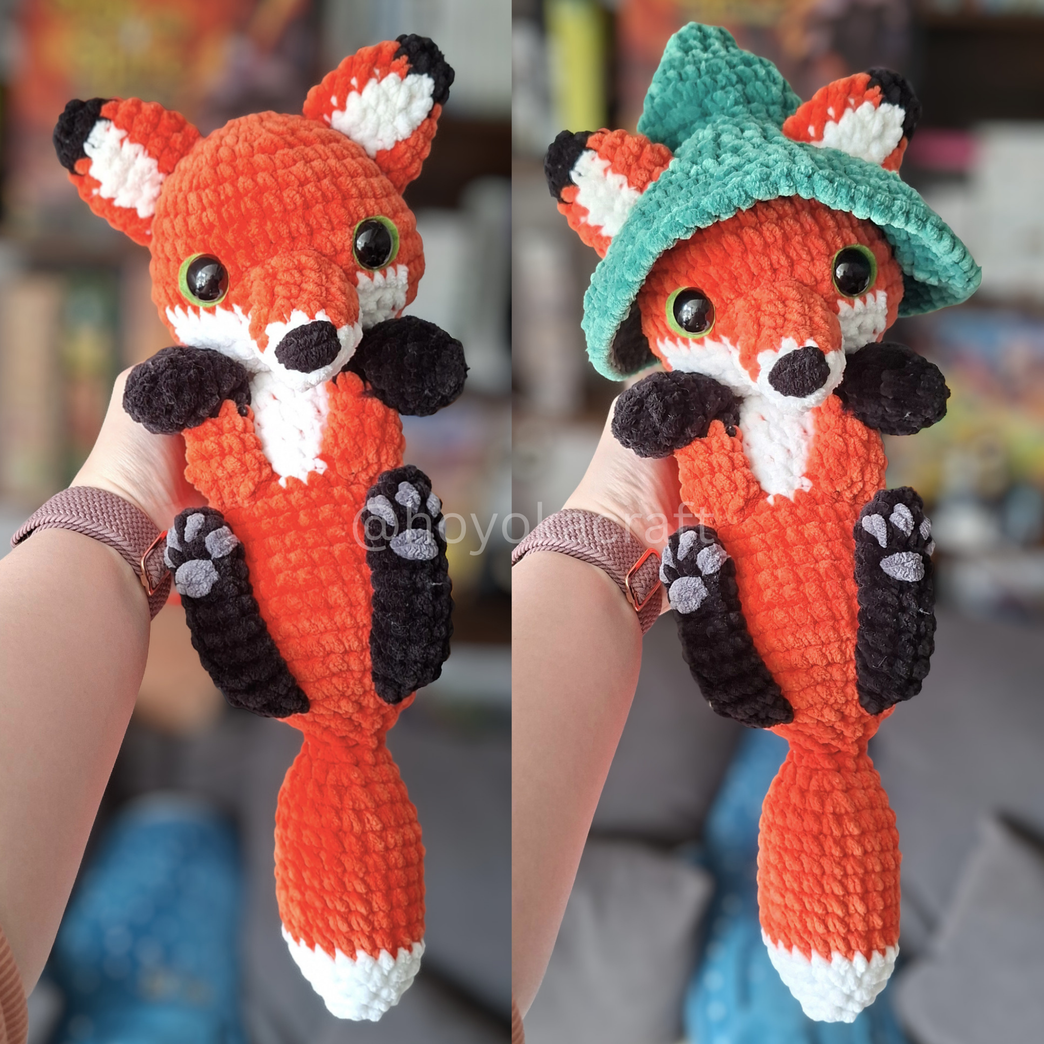 Fox Crochet Plush in a Removable Witch Hat – Hoyoka's Stitchcraft