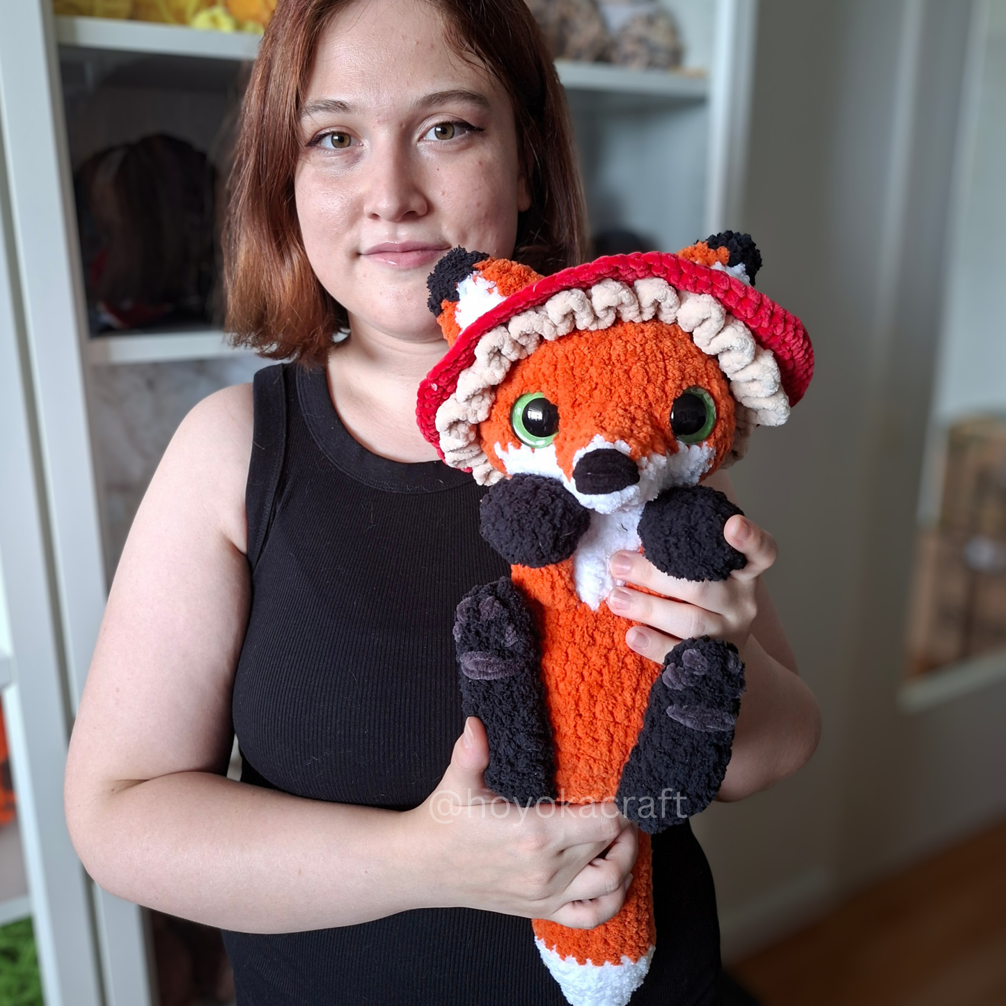 Mushroom Fox Crochet Plush in a Removable Hat