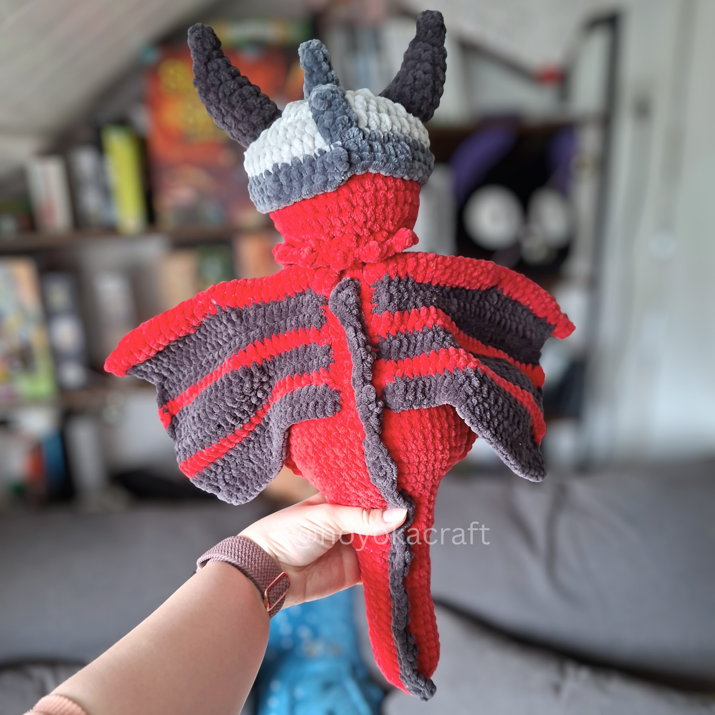 Dragon Crochet Plush in a Removable Viking Helmet