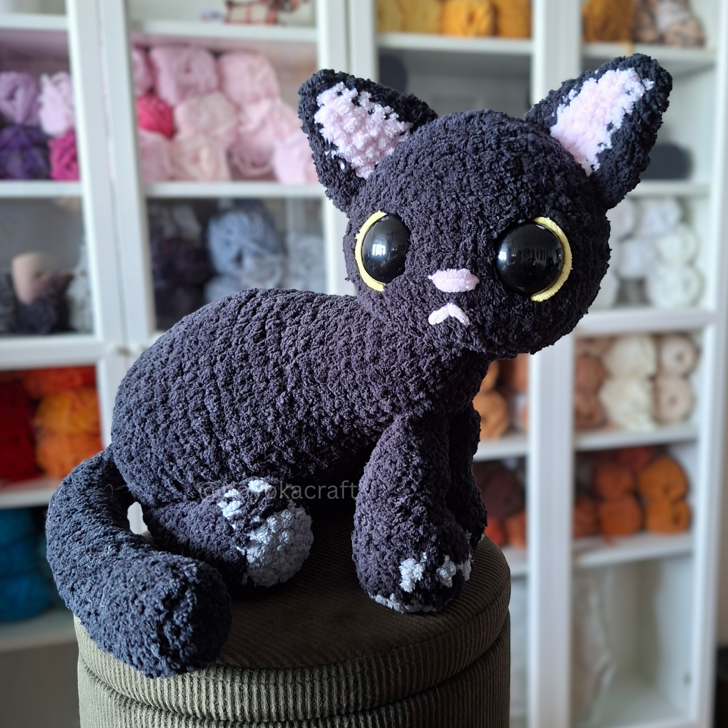 Big Black Kitty Crochet Plush