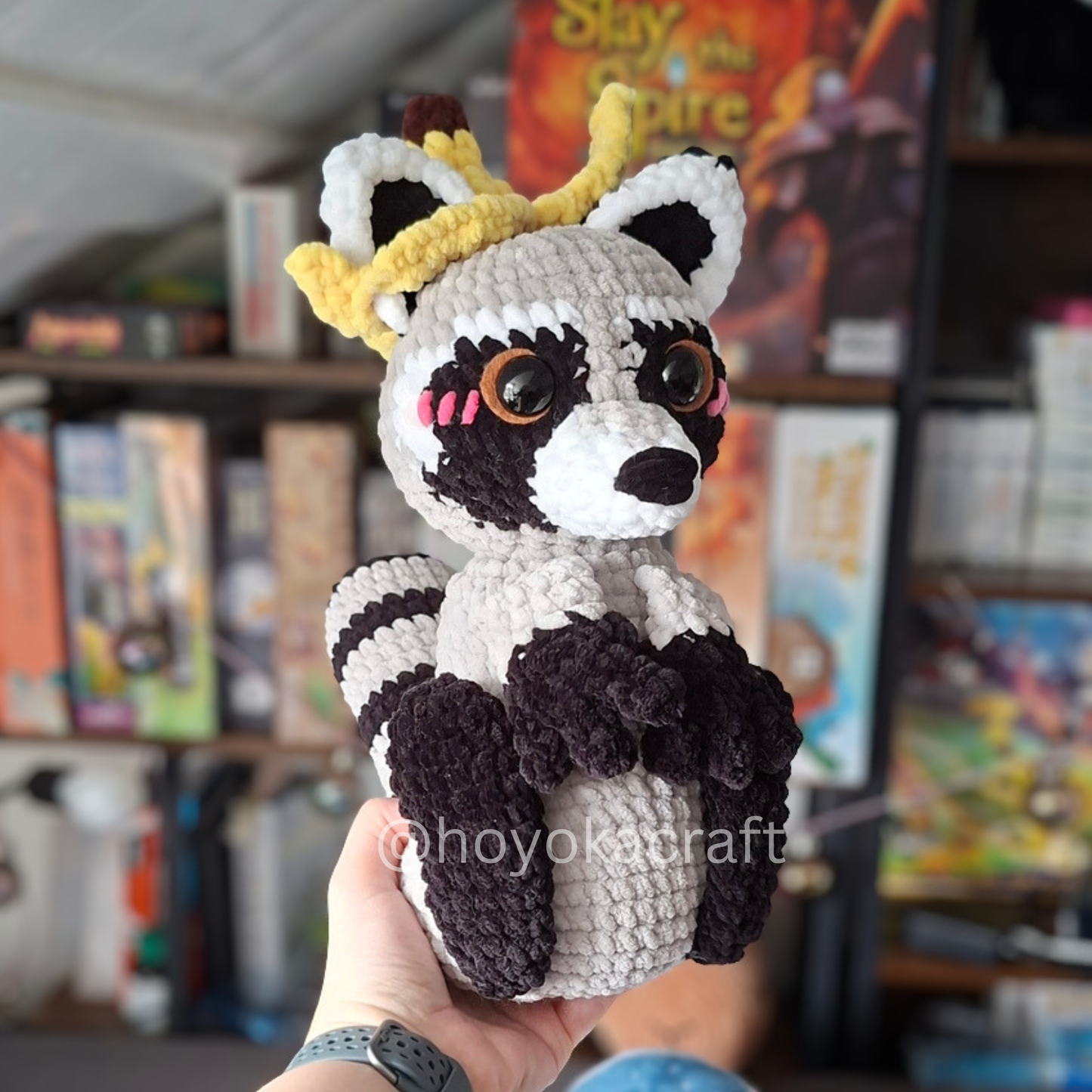 Raccoon Crochet Plush in a Trash Can