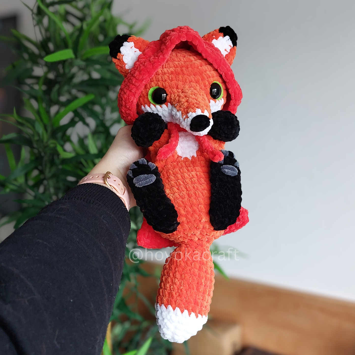 Fox Amigurumi Crochet Plush in a Removable Red Hood Cape