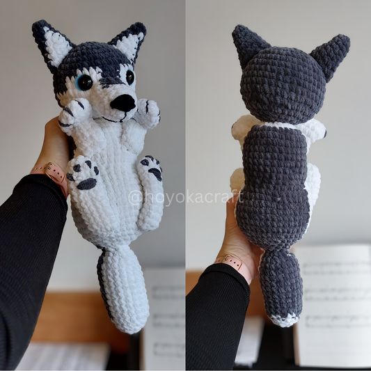 Husky in a reindeer hat - crochet plushie