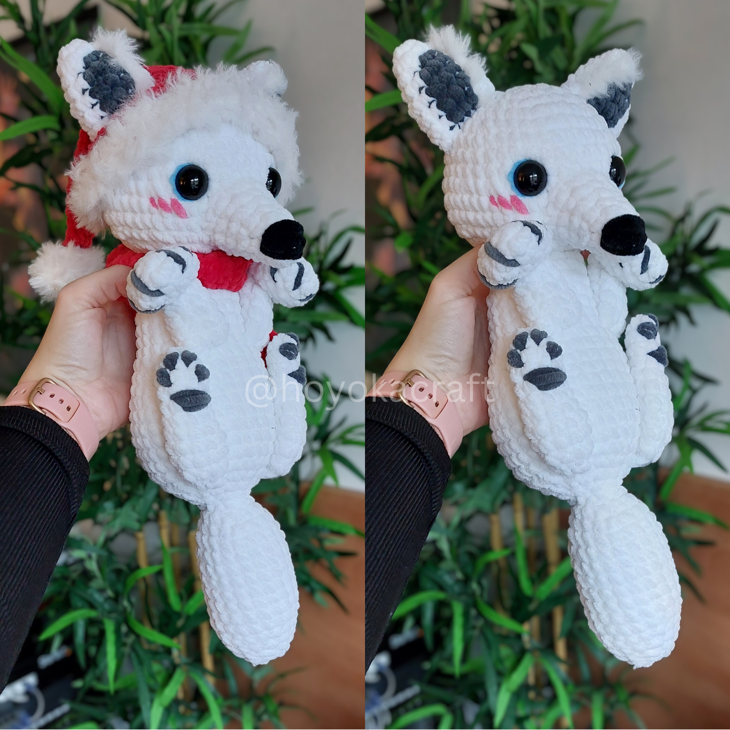 Christmas Arctic Fox crochet plushie