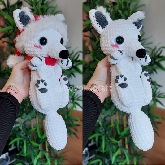 Christmas Arctic Fox crochet plushie