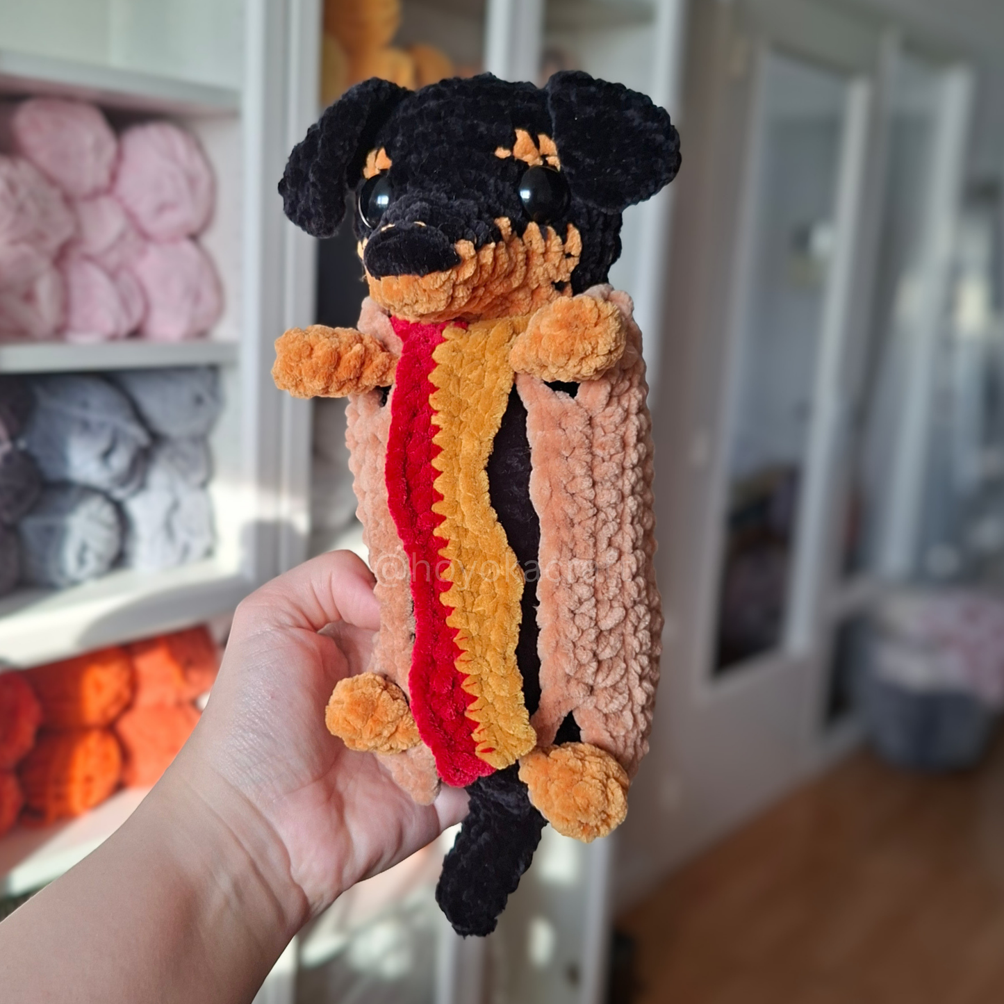 Mini Hot Dog Dachshund Crochet Plush