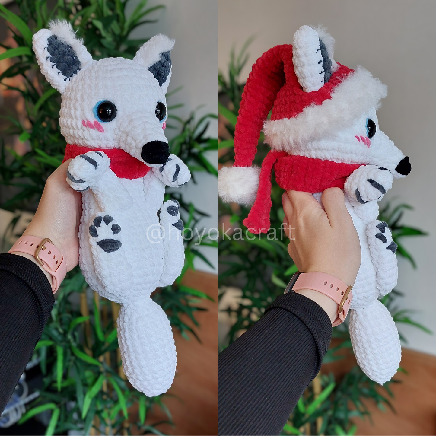Christmas Arctic Fox crochet plushie