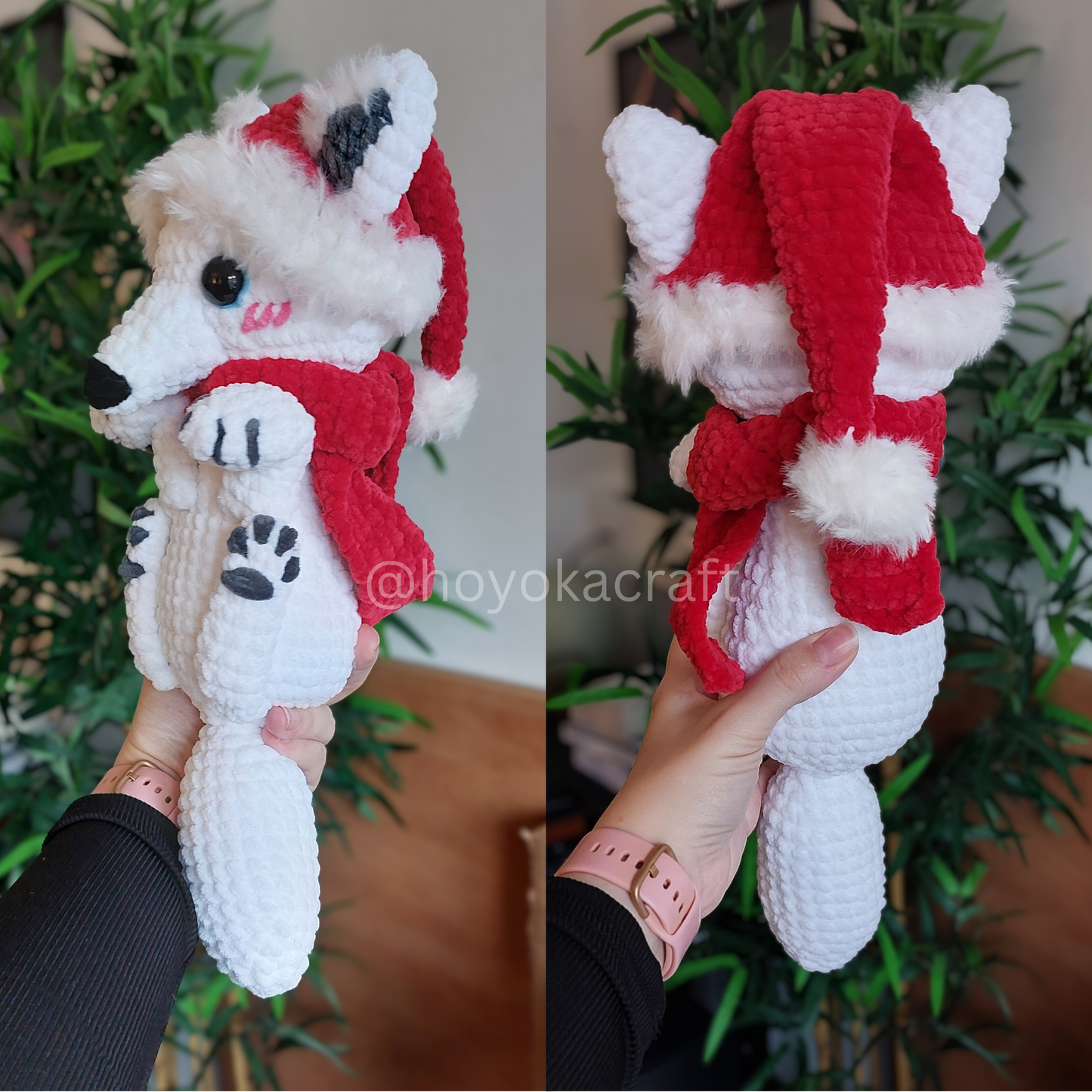 Christmas Arctic Fox crochet plushie