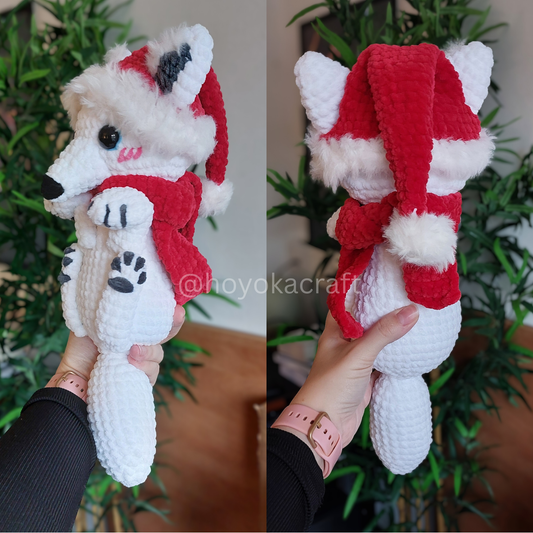 Christmas Arctic Fox crochet plushie