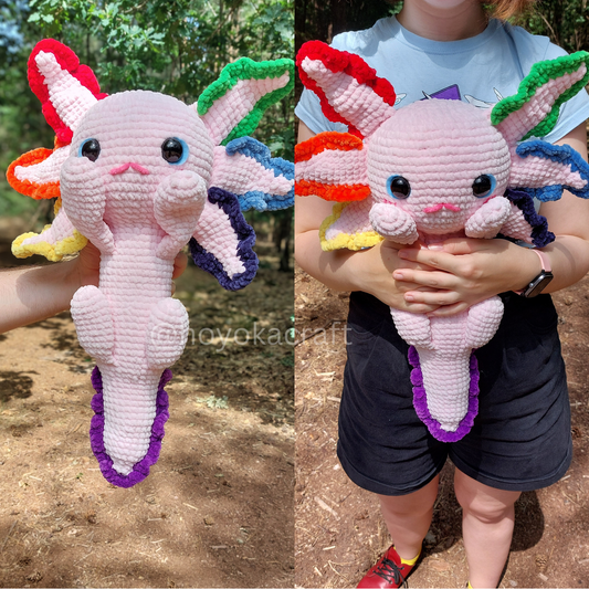 Jumbo Rainbow Axolotl crochet plushie