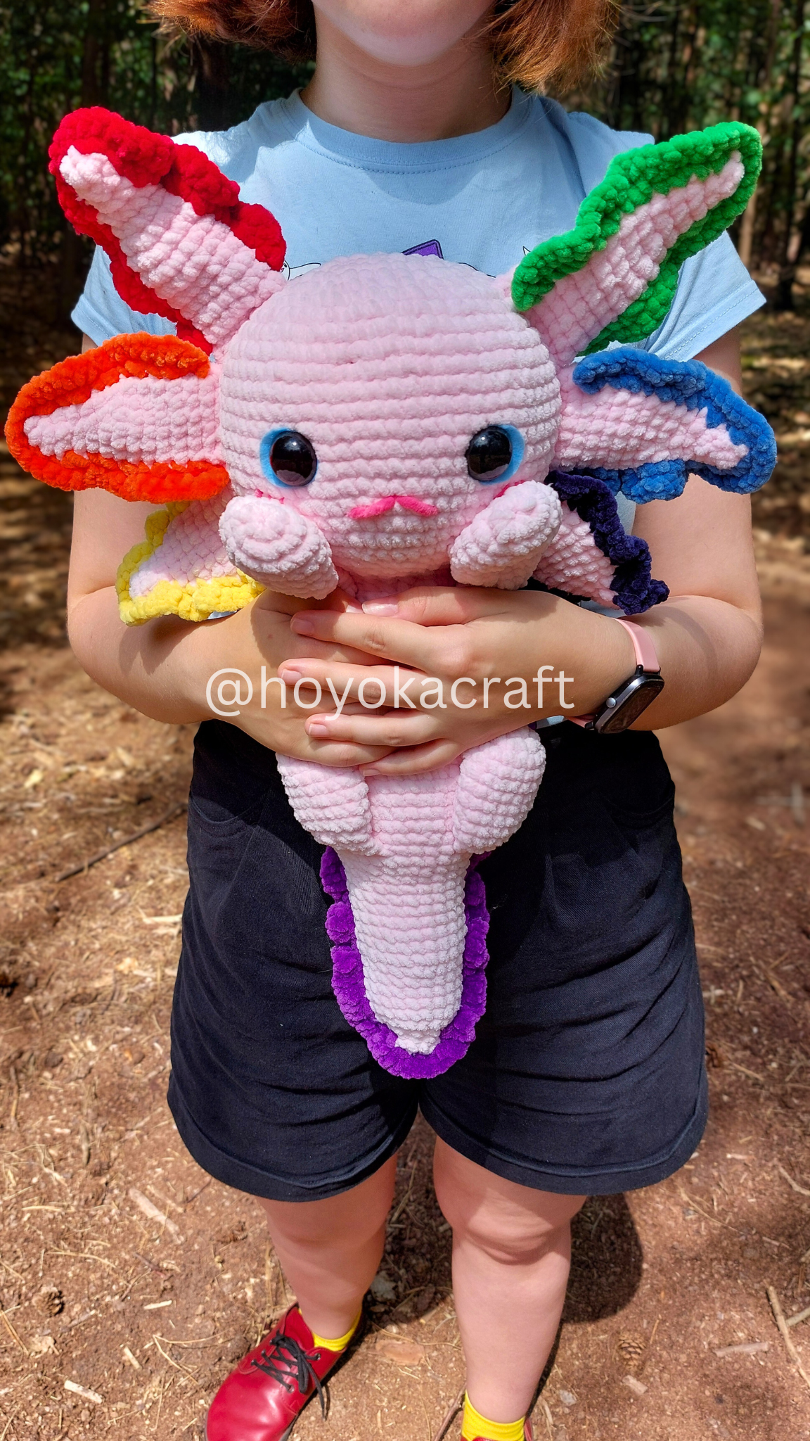 Jumbo Rainbow and Sunflower axolotl 2 in 1 crochet Pattern
