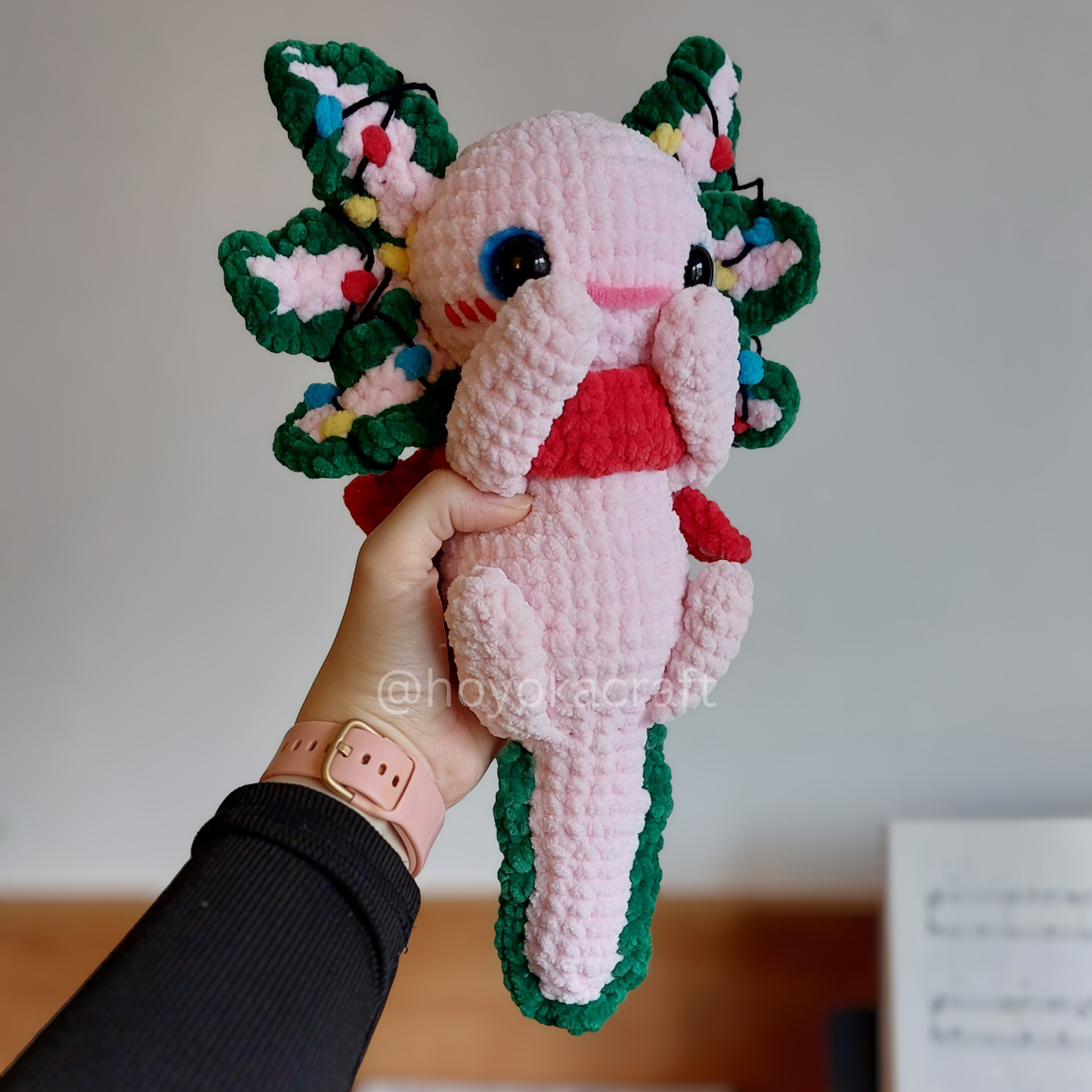 Christmas Axolotl crochet plushie