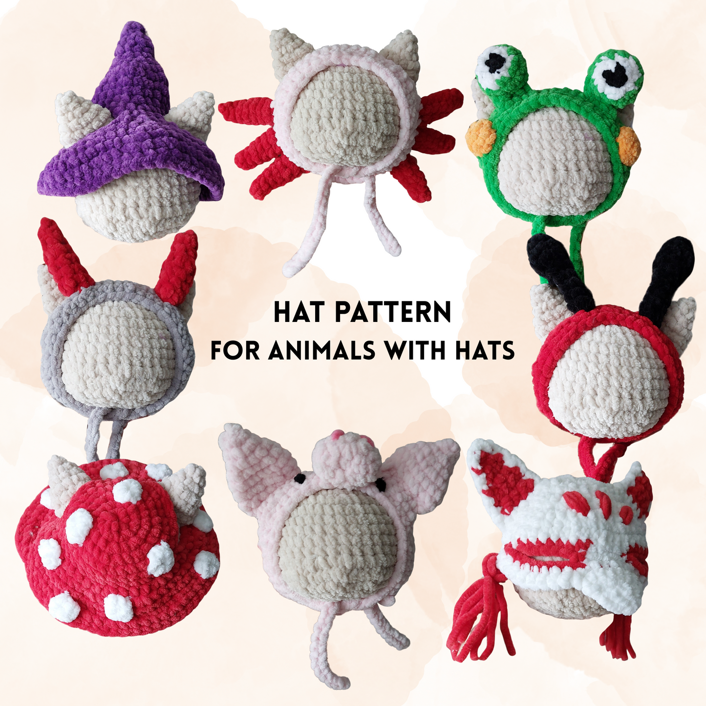 Hat Crochet Pattern - for animals with hats