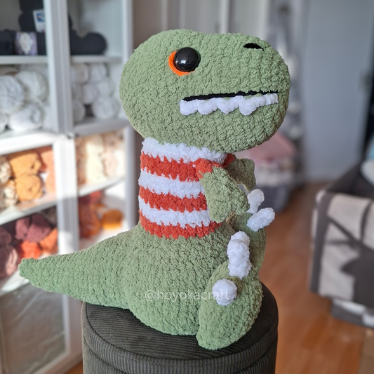 T-Rex Dino in a T-shirt Crochet Plush
