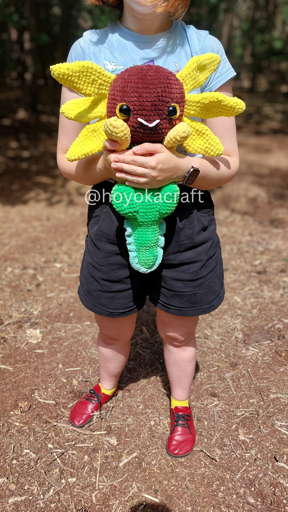 Jumbo Rainbow and Sunflower axolotl 2 in 1 crochet Pattern