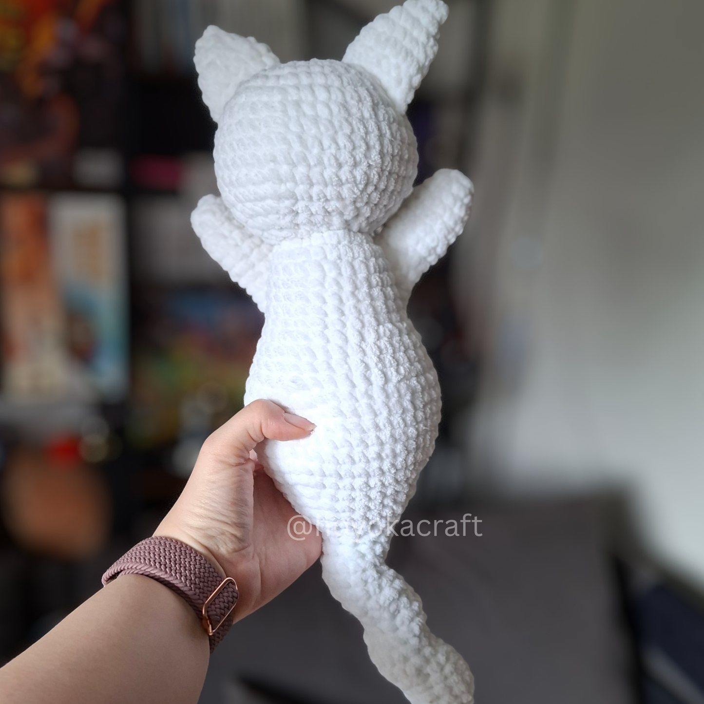 Ghost Cat Crochet Plush in a Removable Pumpkin Hat