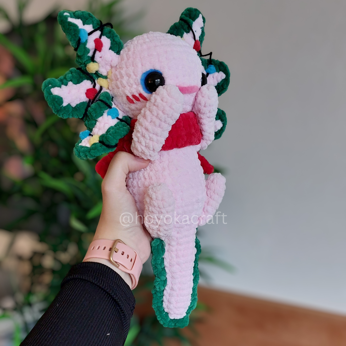 Christmas Axolotl crochet plushie