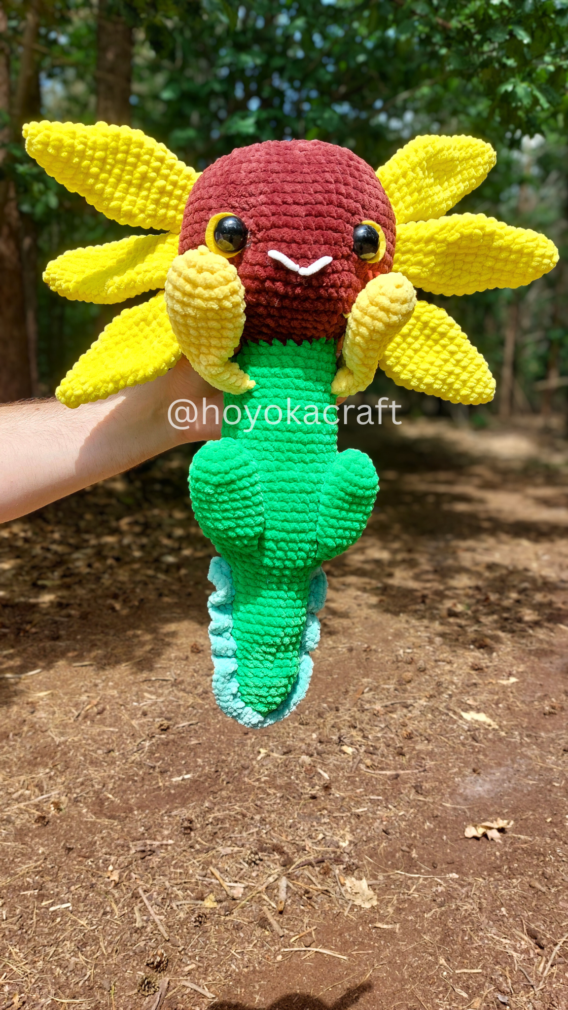 Jumbo Rainbow and Sunflower axolotl 2 in 1 crochet Pattern
