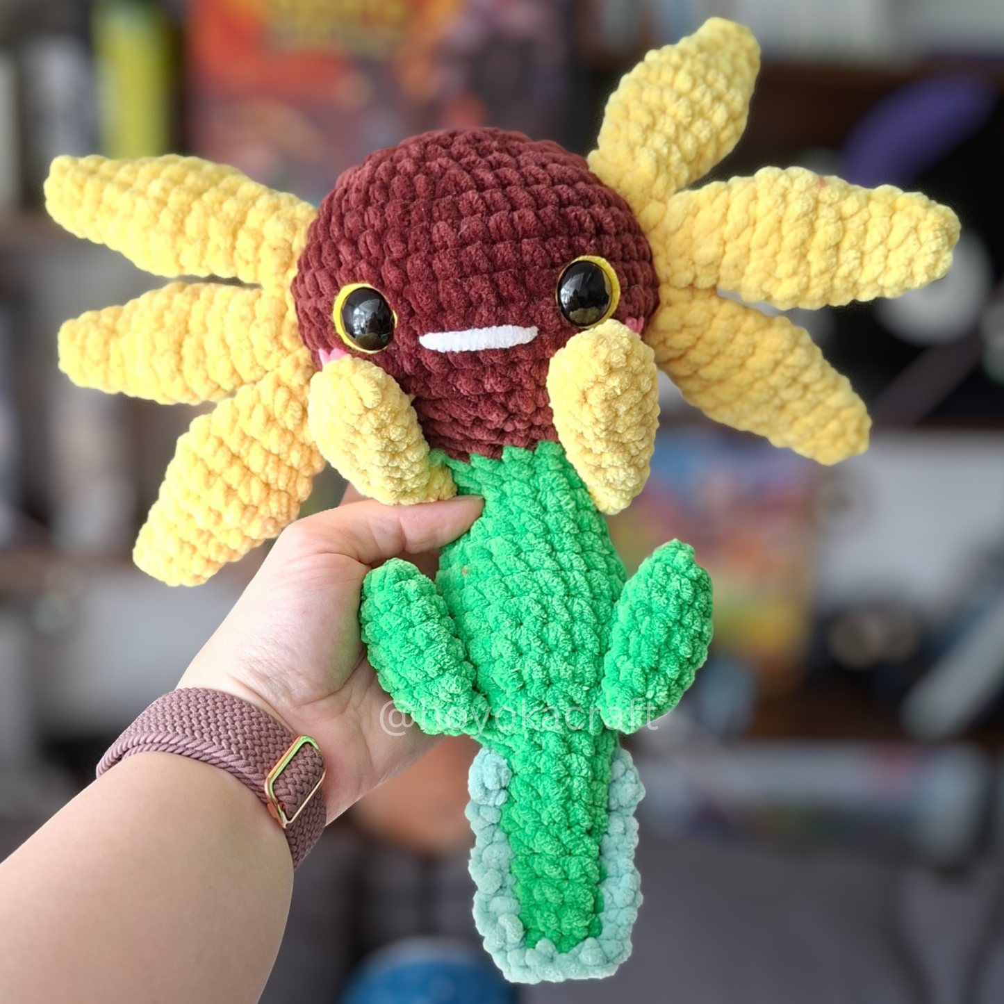 Sunflower Axolotl Crochet Plush