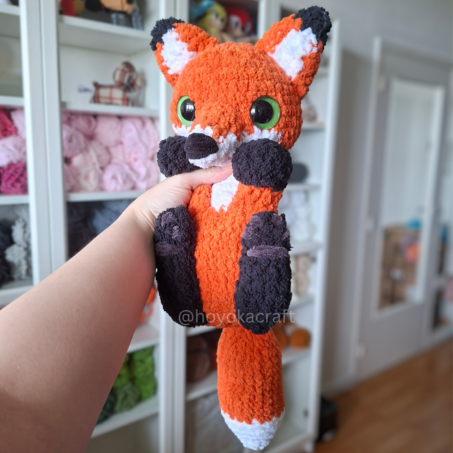 Mushroom Fox Crochet Plush in a Removable Hat