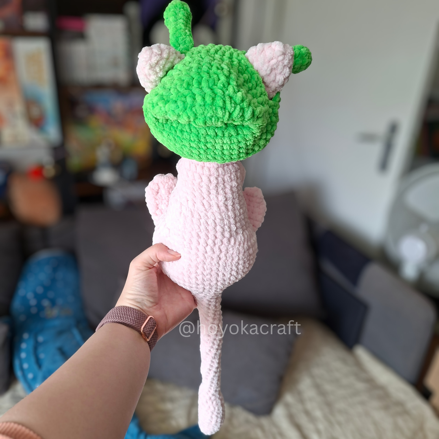 Mew Pokemon Crochet Plush in a Removable Alien Hat