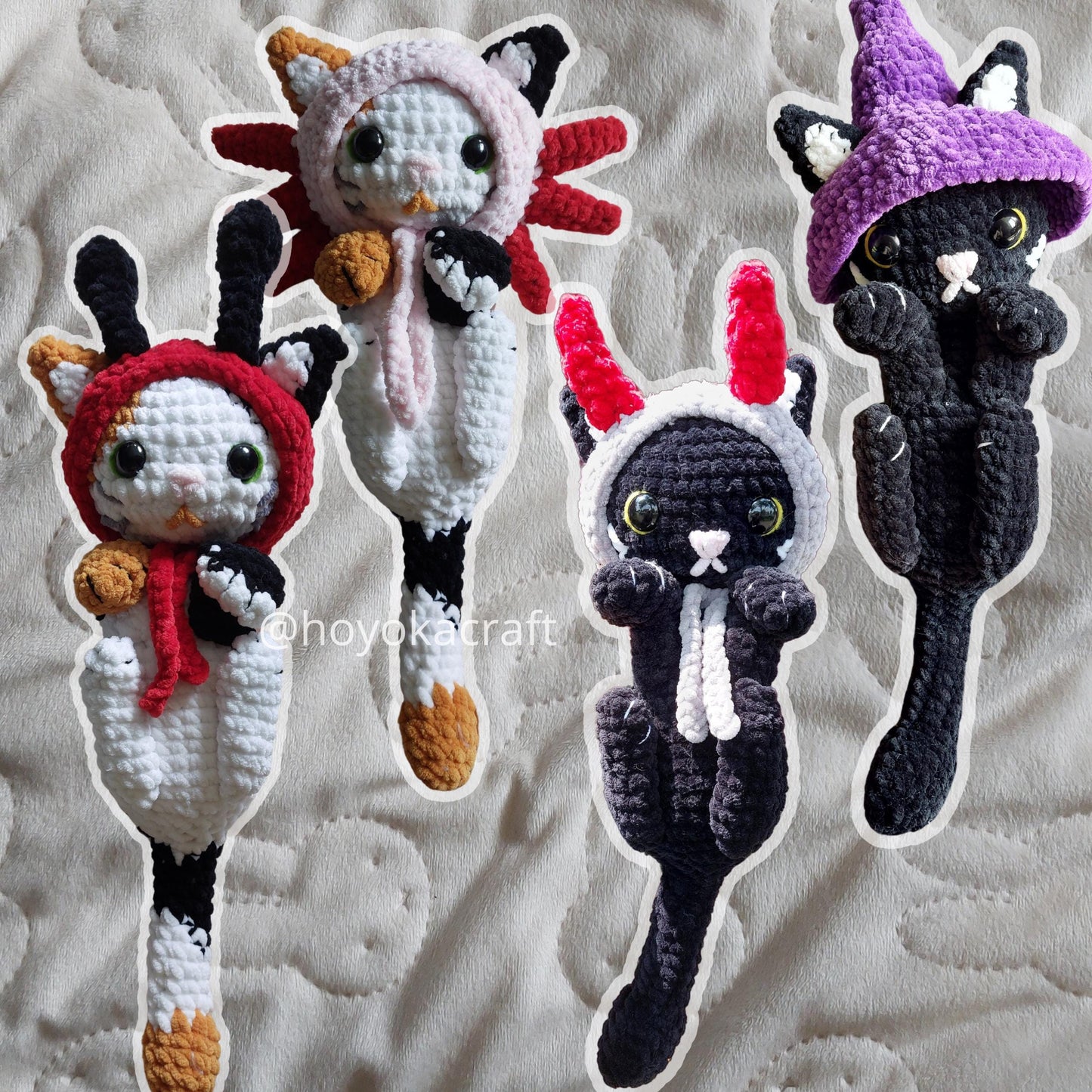 Crochet pattern bundle - Calico Cat With Hats and Black Cat With Hats