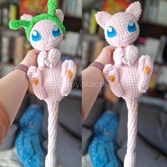 Mew Pokemon Crochet Plush in a Removable Alien Hat
