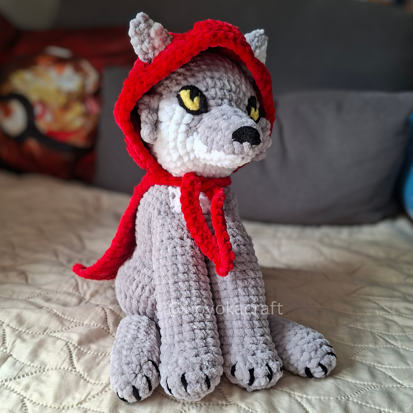 Wolf Crochet Plush in Removable Red Hood Cape and Sheep Cape