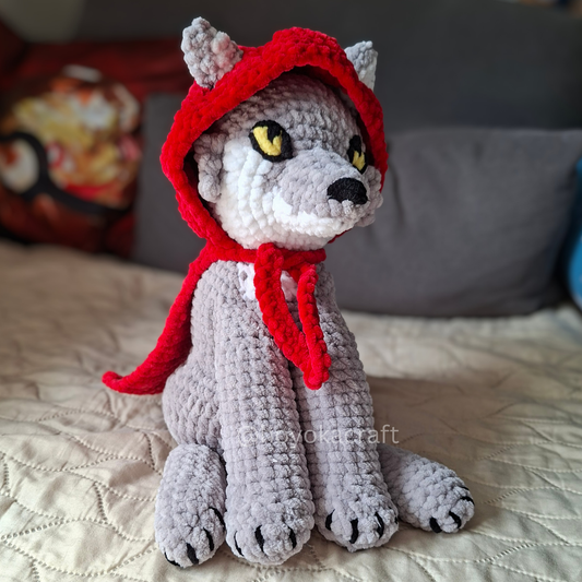 Wolf Crochet Plush in Removable Red Hood Cape and Sheep Cape