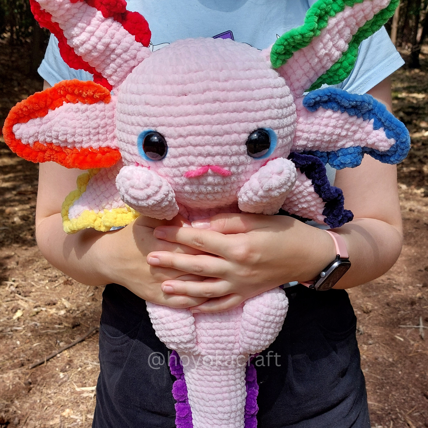 Jumbo Rainbow Axolotl crochet plushie