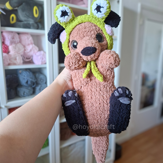Frog Puppy Crochet Plush in a Removable Hat