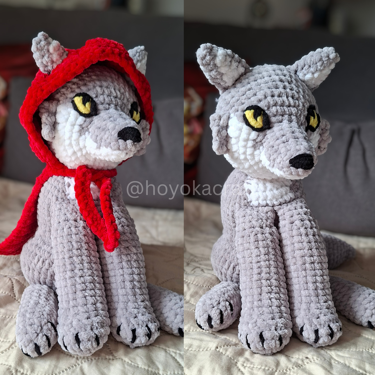 Wolf Crochet Plush in Removable Red Hood Cape and Sheep Cape