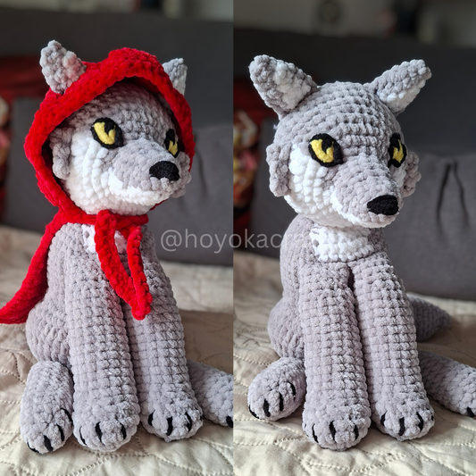 Wolf Crochet Plush in Removable Red Hood Cape and Sheep Cape