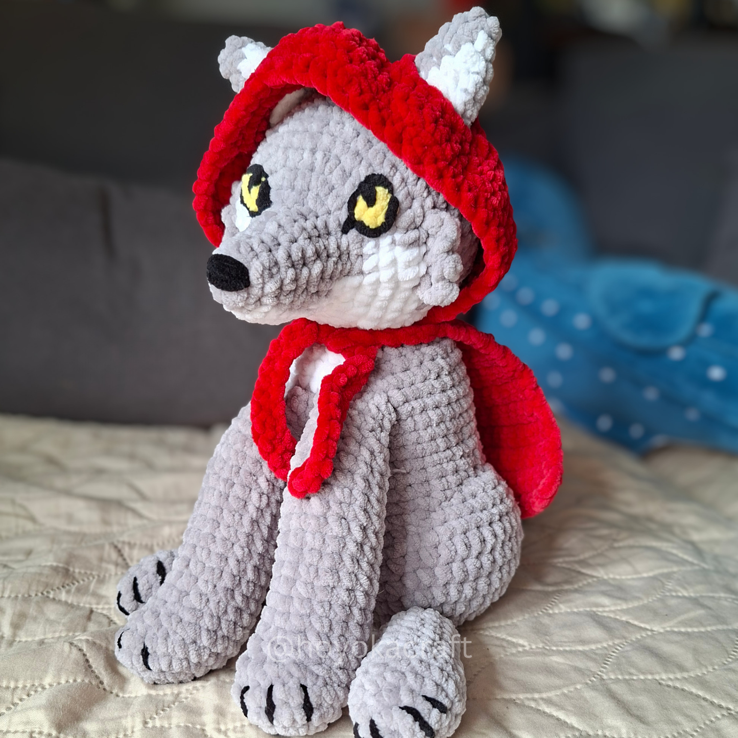 Wolf Crochet Plush in Removable Red Hood Cape and Sheep Cape