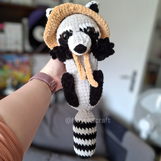Raccoon Crochet Plush in Removable Tanuki and Panda Hat
