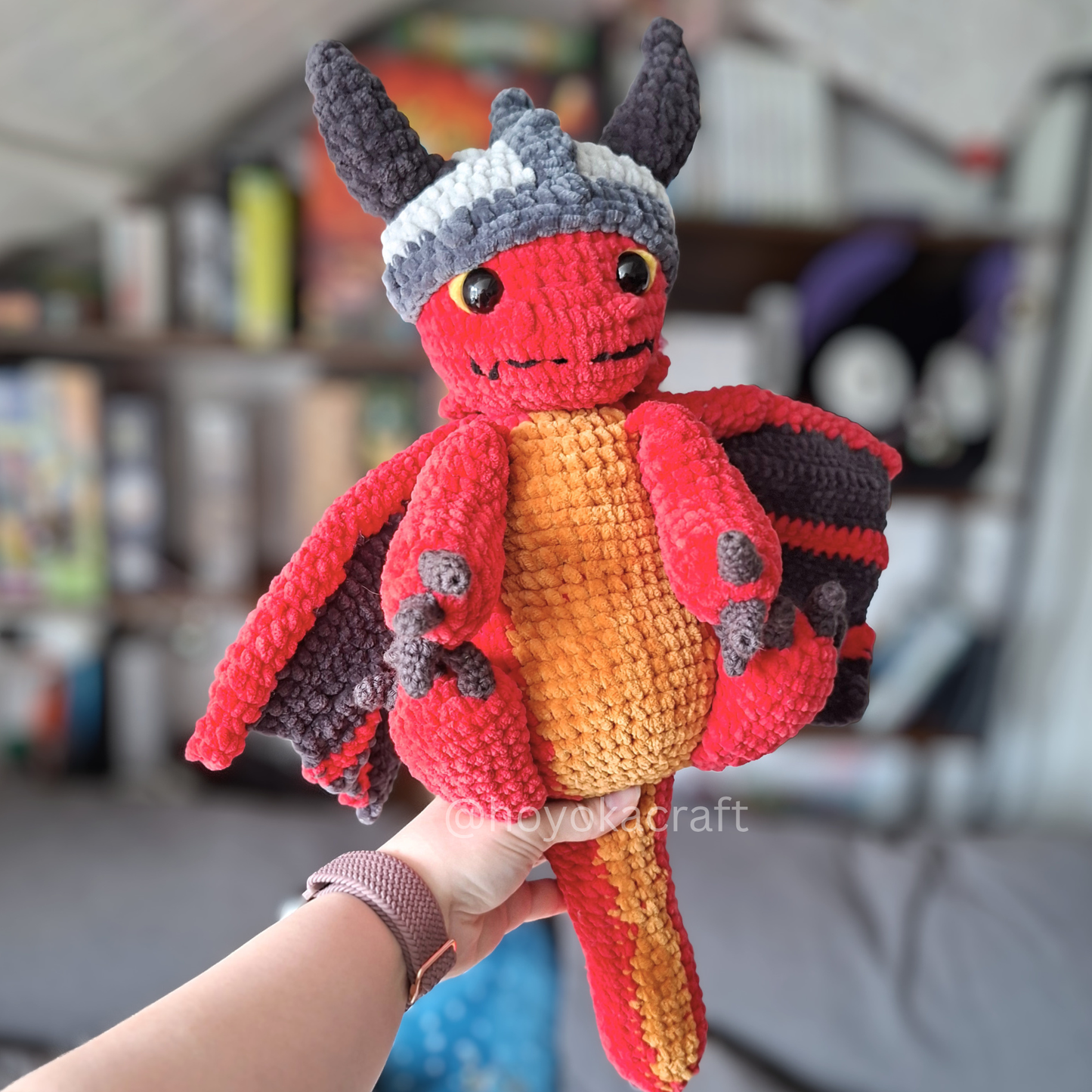 Dragon Crochet Plush in a Removable Viking Helmet
