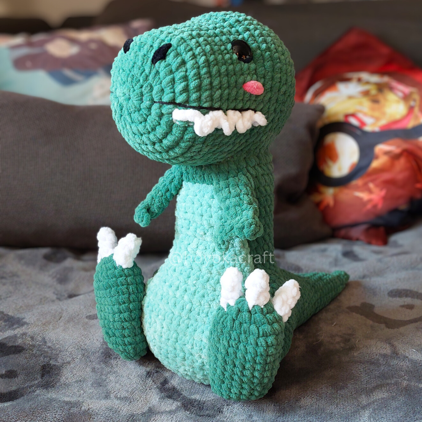 T-Rex Dinosaur Crochet Plush in a Removable Chicken Hat