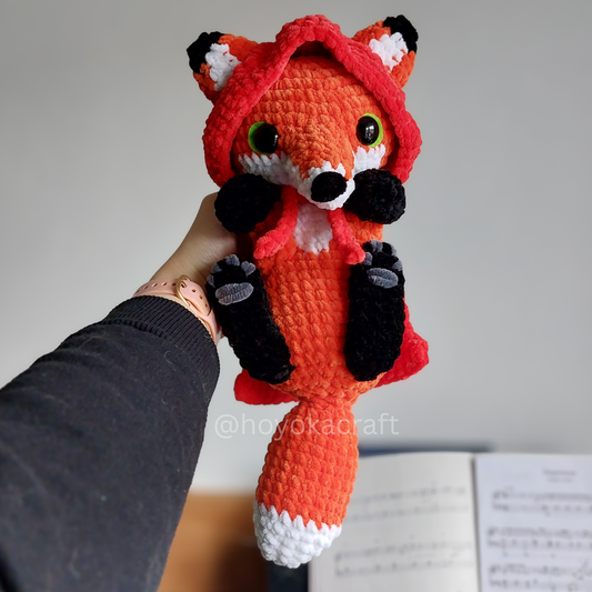 Fox Amigurumi Crochet Plush in a Removable Red Hood Cape