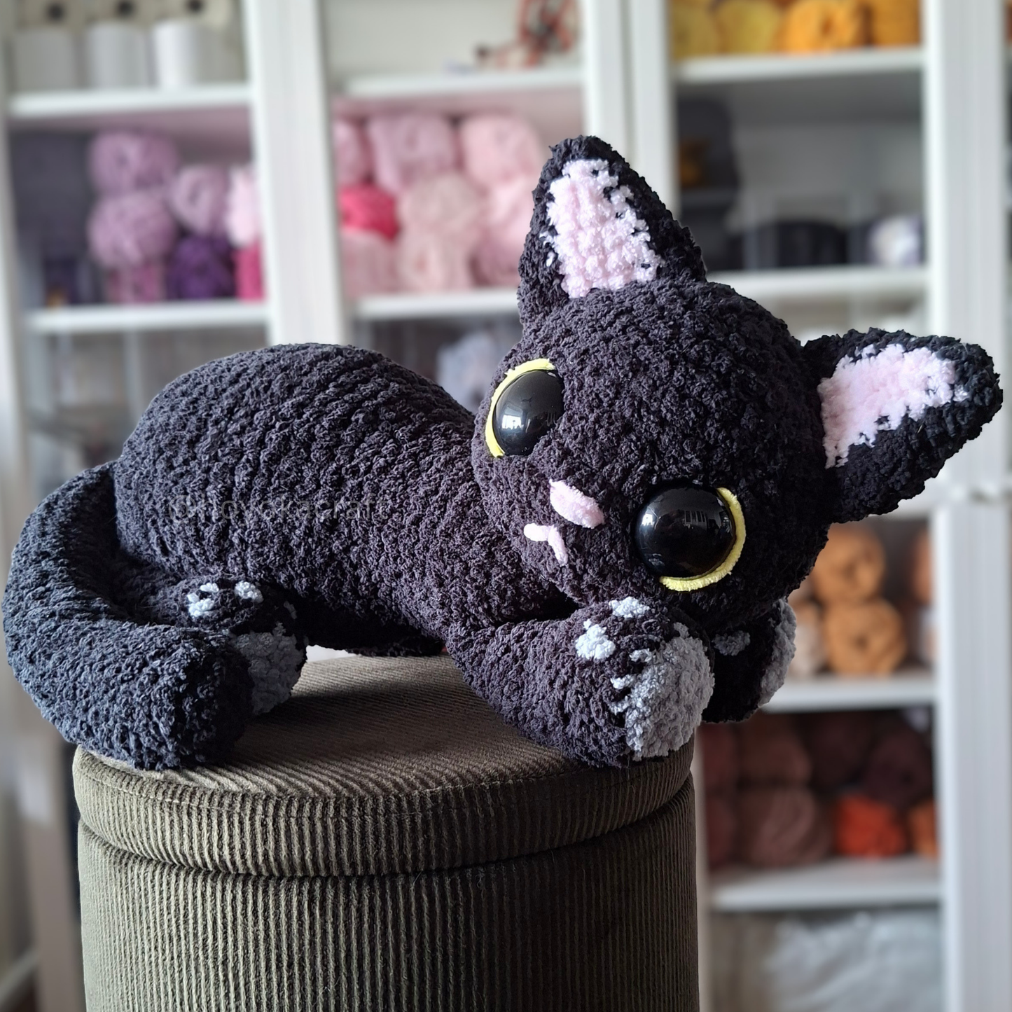 Big Black Kitty Crochet Plush