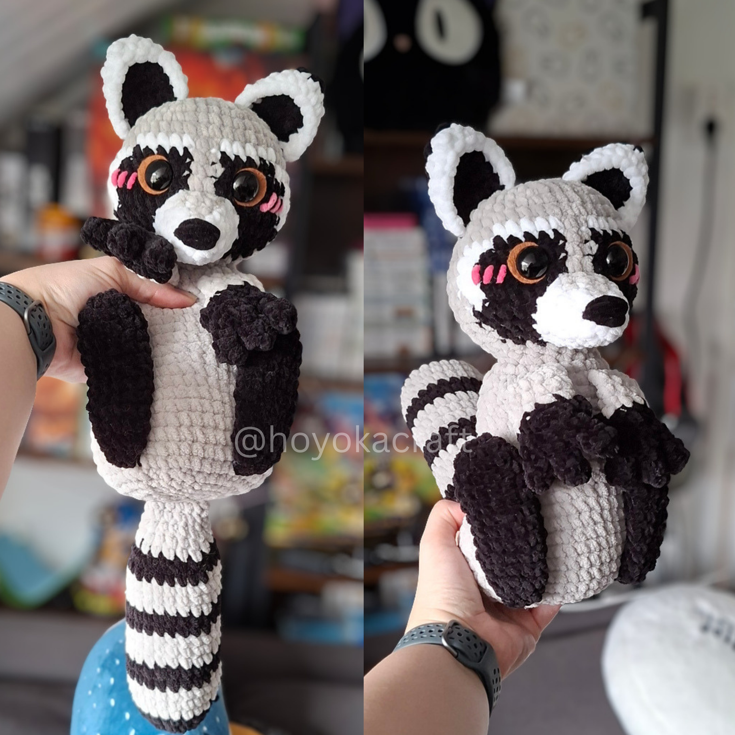 Raccoon Crochet Plush in a Trash Can