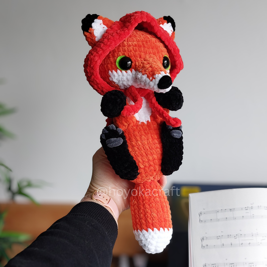 Fox Amigurumi Crochet Plush in a Removable Red Hood Cape