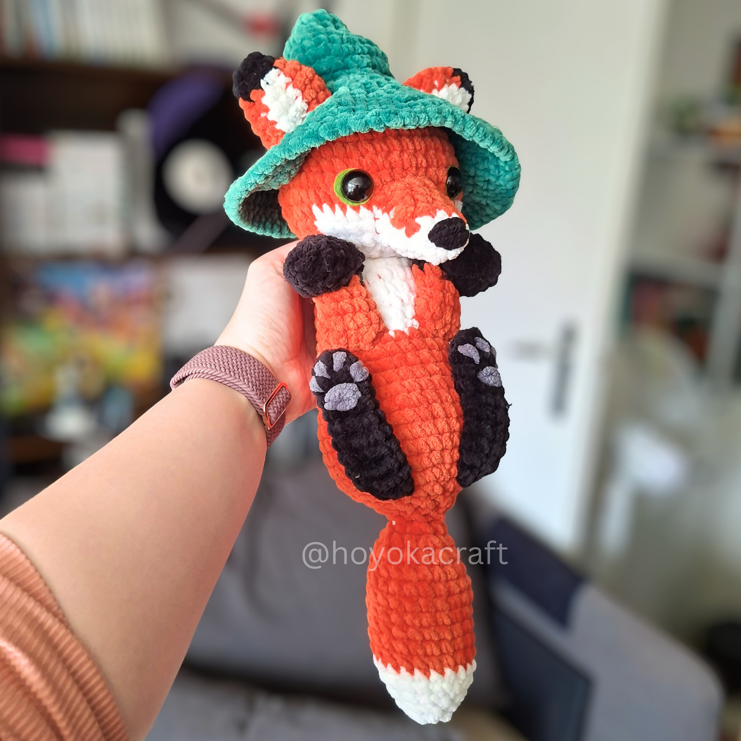 Fox Crochet Plush in a Removable Witch Hat