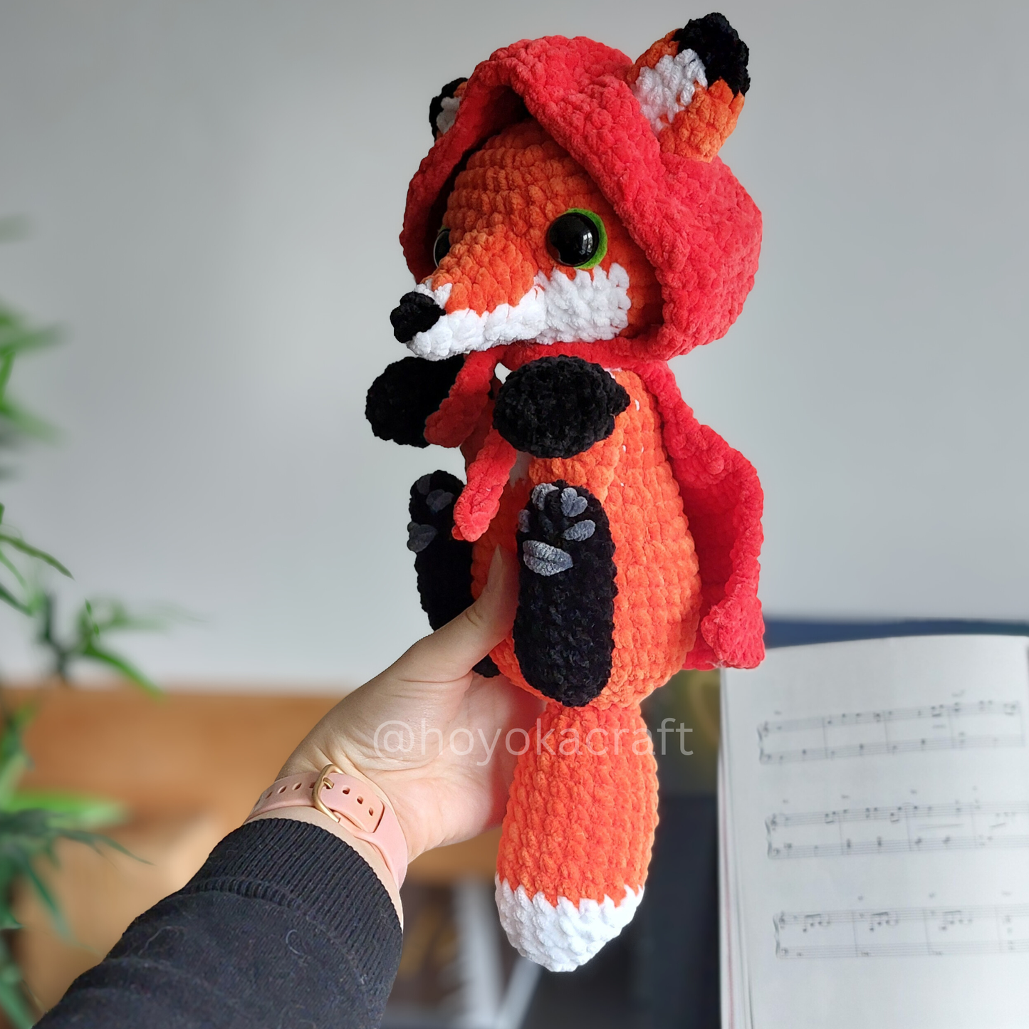 Fox Amigurumi Crochet Plush in a Removable Red Hood Cape