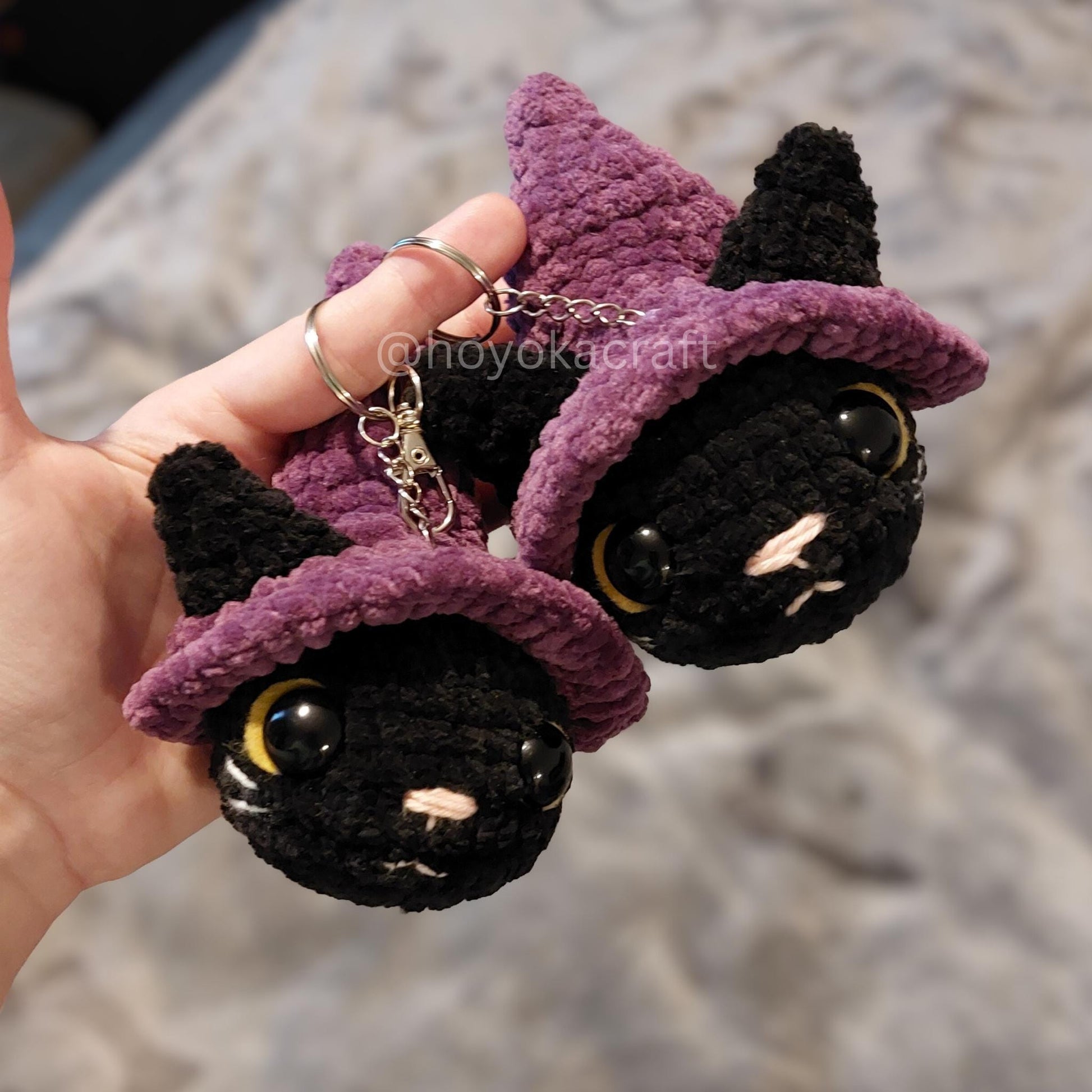 Witchy Cat Crochet Amigurumi Plush Keychain/Bag charm