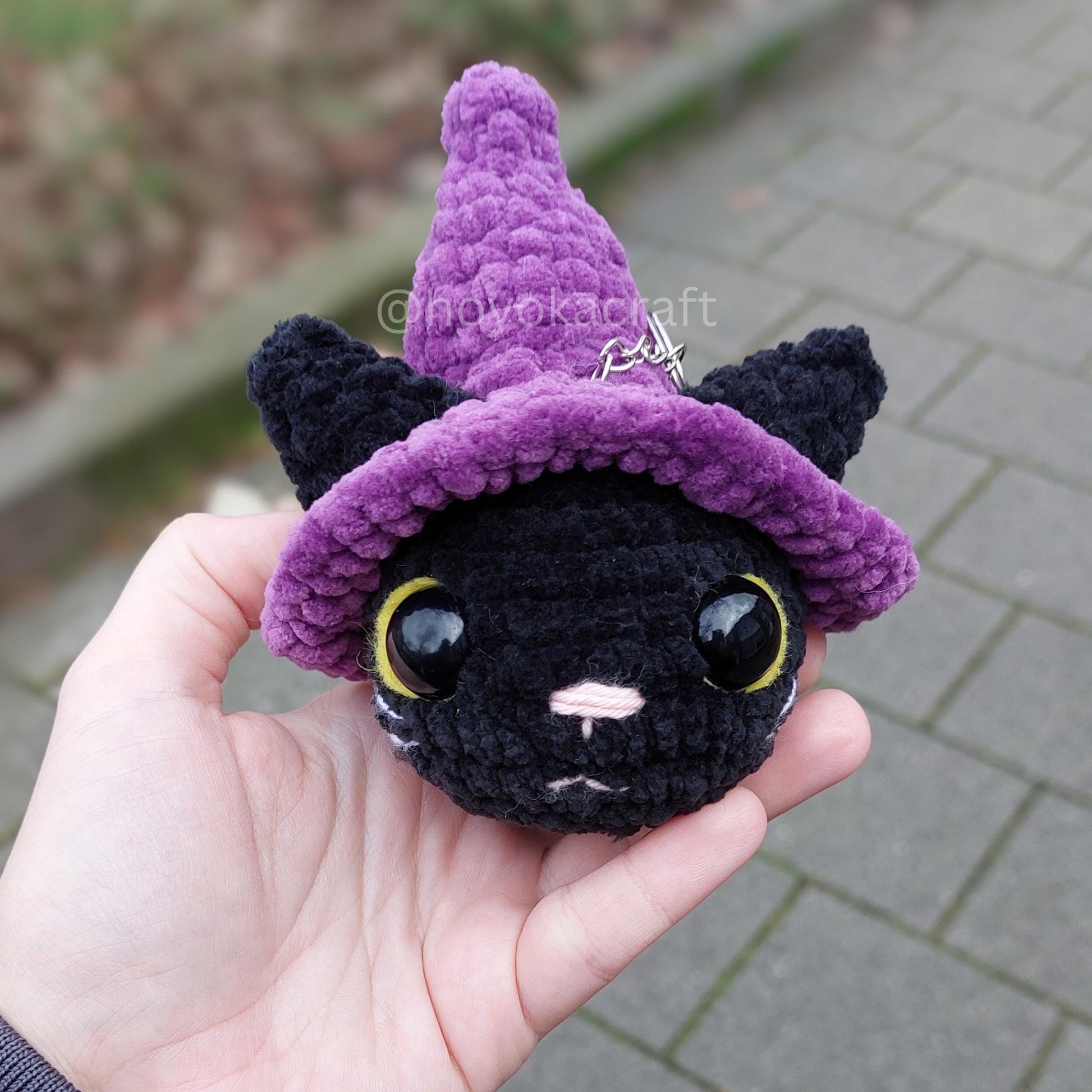 Witchy Cat Crochet Amigurumi Plush Keychain/Bag charm